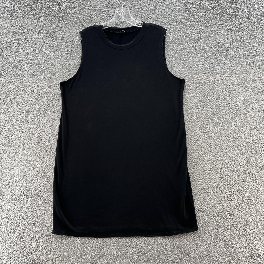 Eileen Fisher Dress XL Black Jersey Sleeveless Tank Knee Length Relaxed Layering